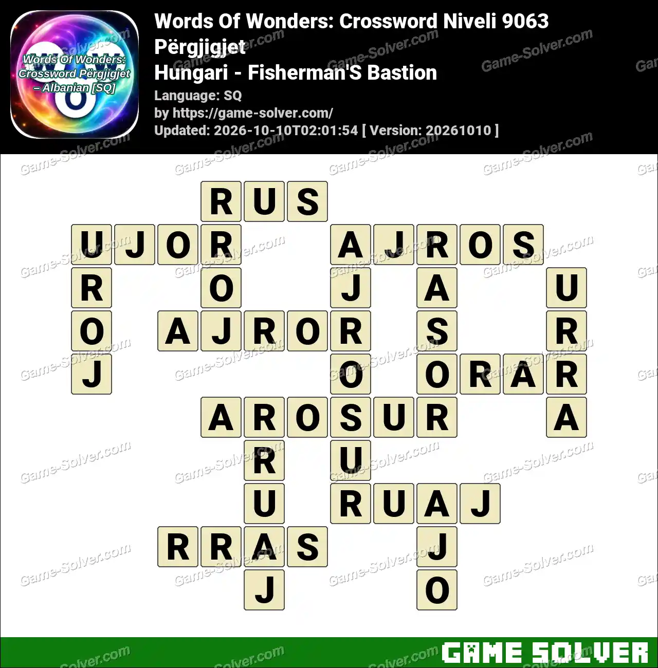 Words Of Wonders: Crossword Niveli 9063 Përgjigjet – Hungari – Fisherman’S Bastion
